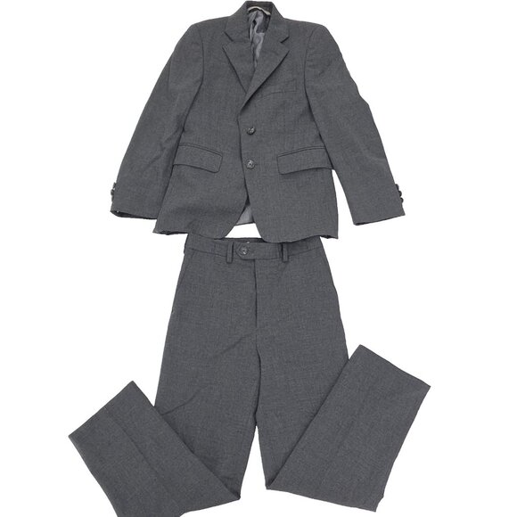 Nordstrom 2 Piece Suit Set Jacket 8 Pants 7 Boys Charcoal Gray Blazer 2 Button - Picture 1 of 16
